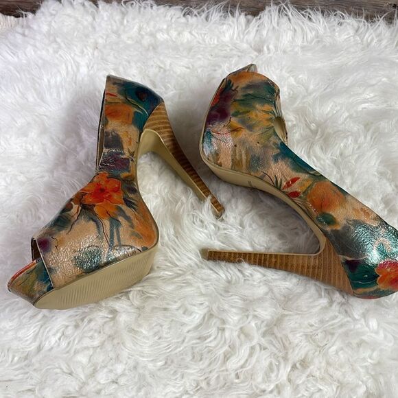 Diba Womens High Heel Stilettos Multi Color Floral Size 9M Floral Woodsy - Picture 1 of 17